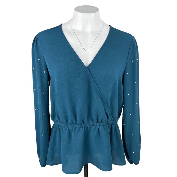 Michael Kors Tops - MICHAEL Michael Kors Surplice Top Sz Large Metal Studs
